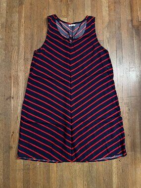 Maurices Navy & Red Chevron Striped Sleeveless Dress Large